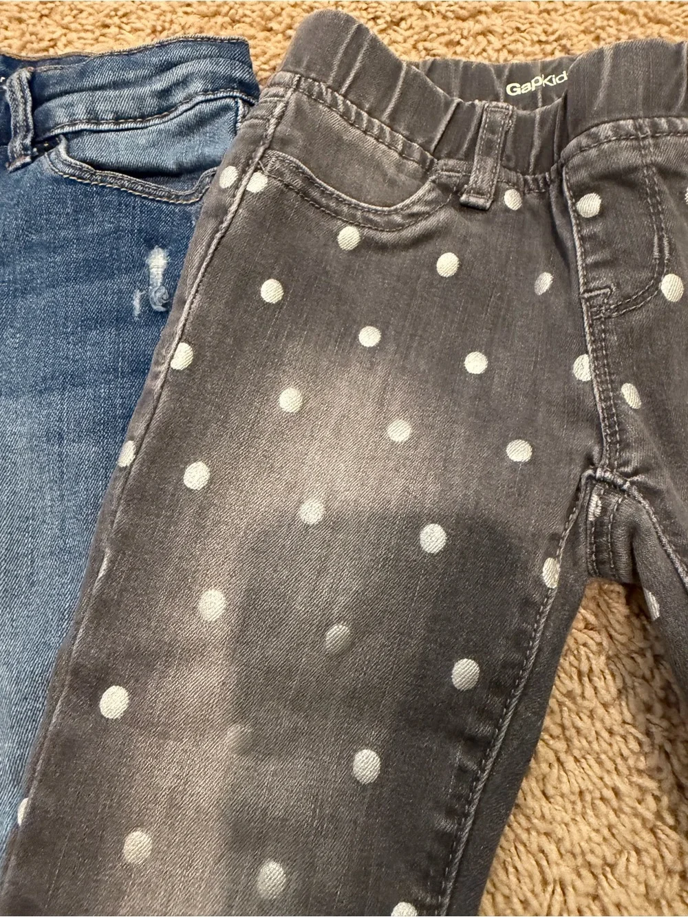 GAP Girls Blue Distressed Jeans & Gray Polka Dot Jeggings - 2-Pack